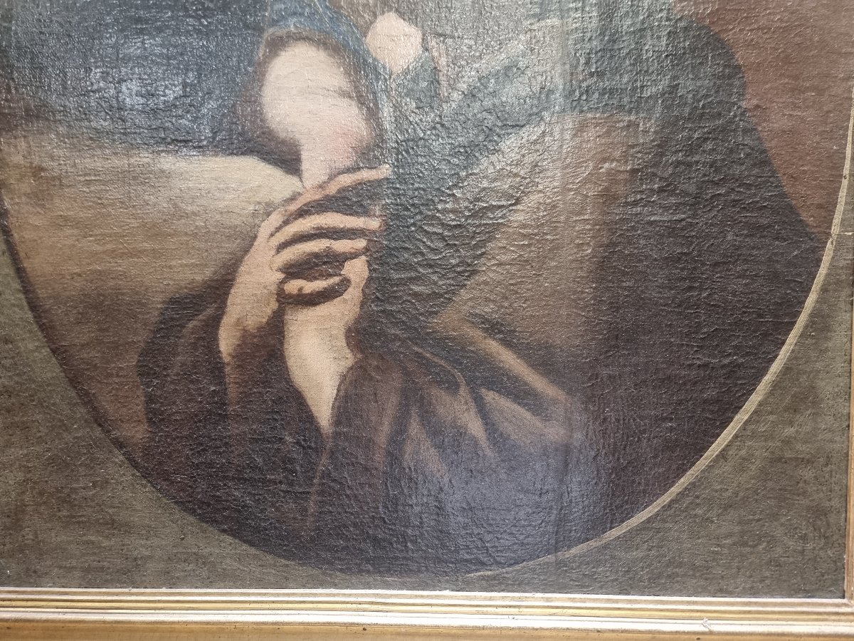 Huile sur toile représentant saint Antoine - Italie du Sud - XVIIIe siècle-photo-4