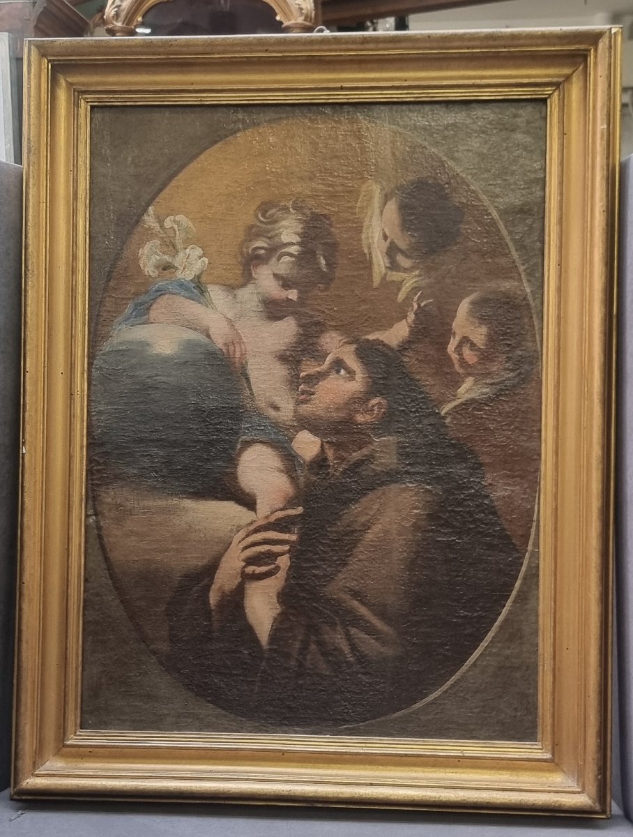 Huile sur toile représentant saint Antoine - Italie du Sud - XVIIIe siècle