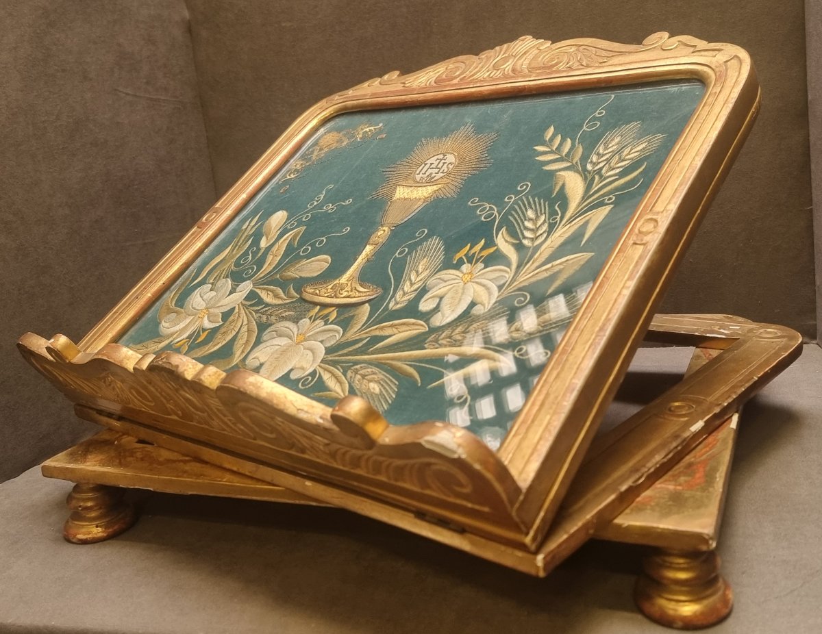 Giltwood And Embroidered Lectern -  France, Mid-19th Century