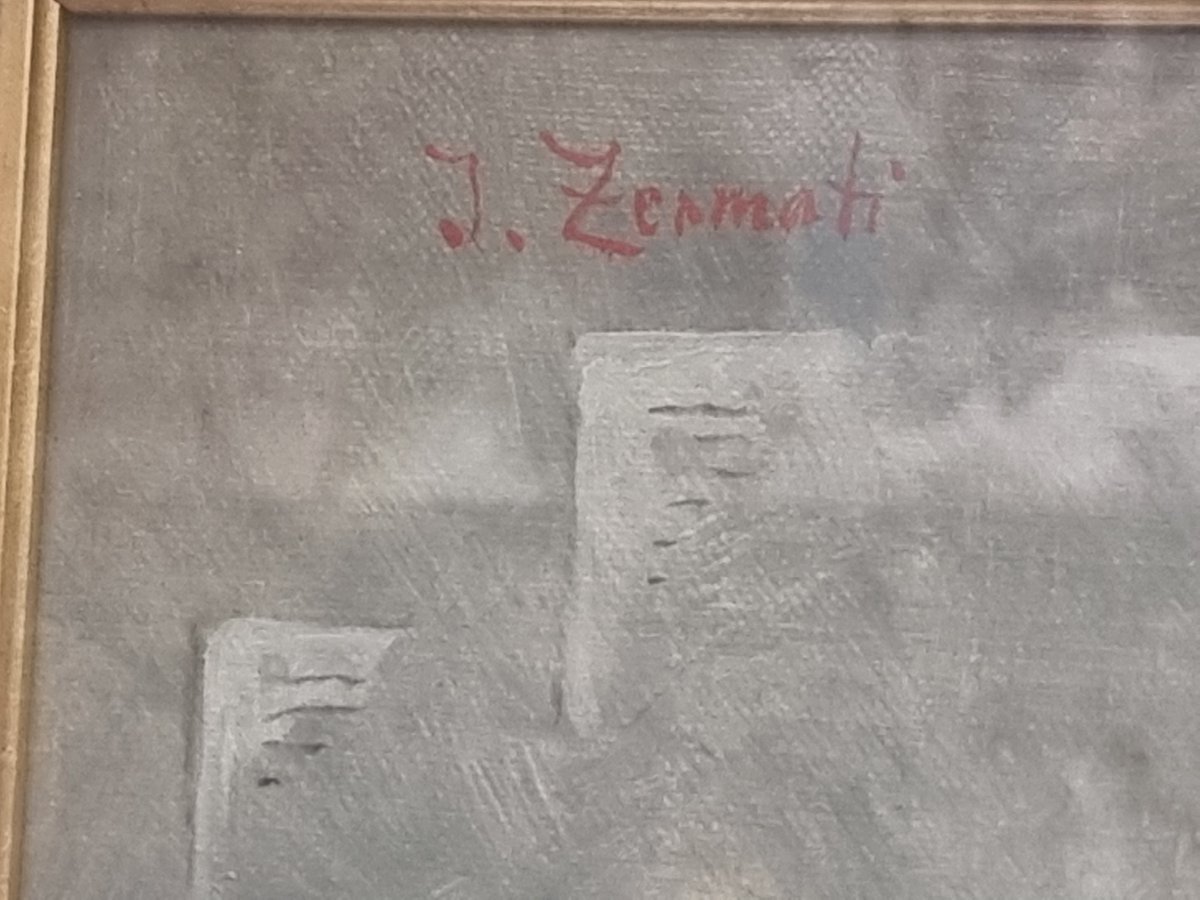 Huile sur toile représentant une scène de genre - Jules Zermati (1880-1920)-photo-3