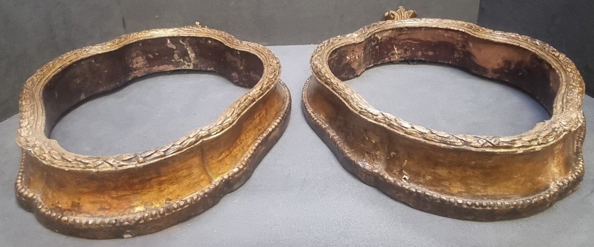 Pair Of Carved And Gilded Wooden Frames - Central Italy - Mid-18th Century-photo-2