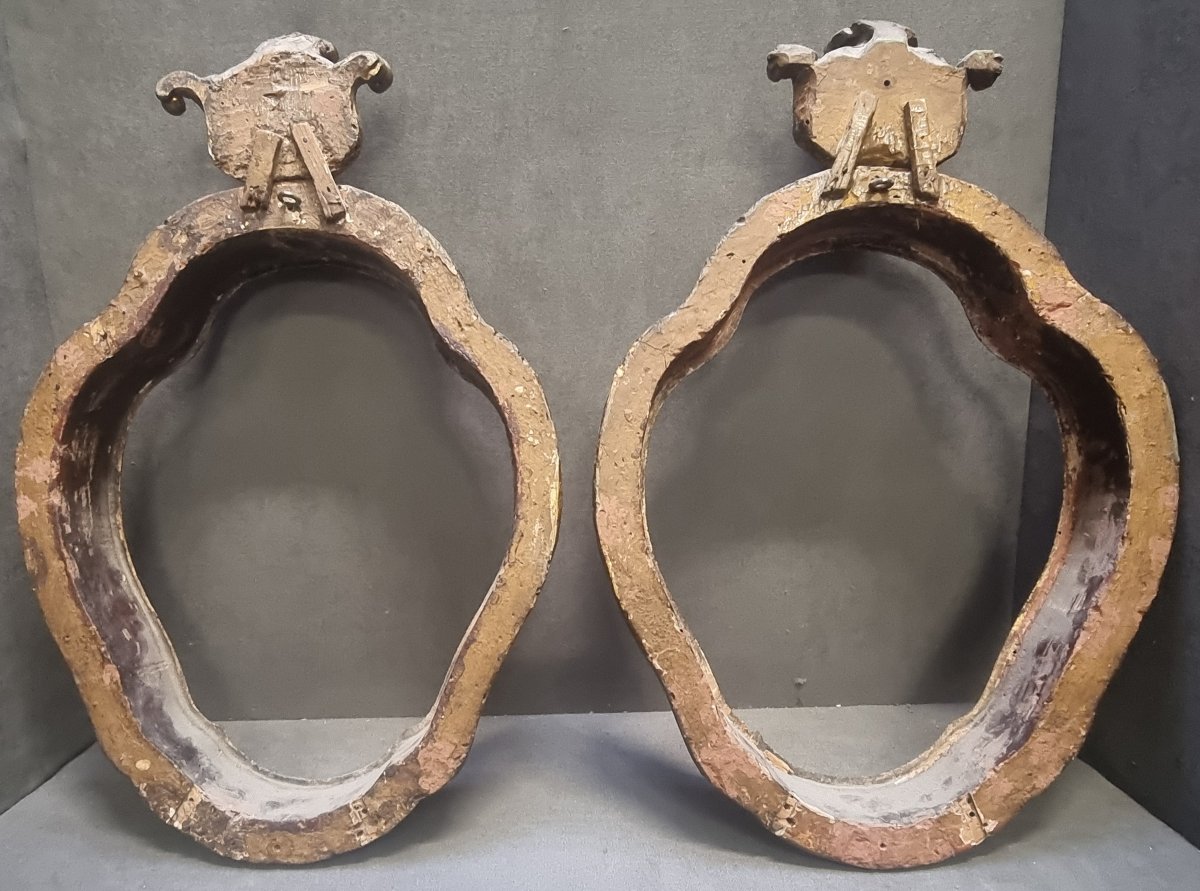 Pair Of Carved And Gilded Wooden Frames - Central Italy - Mid-18th Century-photo-4