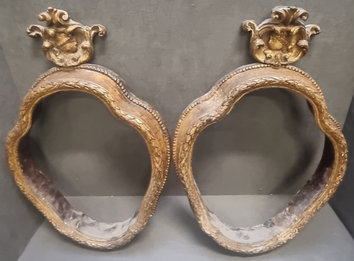Pair Of Carved And Gilded Wooden Frames - Central Italy - Mid-18th Century-photo-2