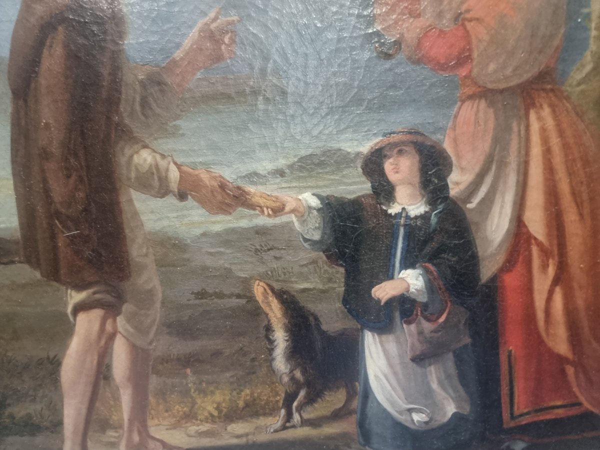 Peinture à l'huile sur toile - Scène de genre - Naples, première moitié du XIXe siècle-photo-3