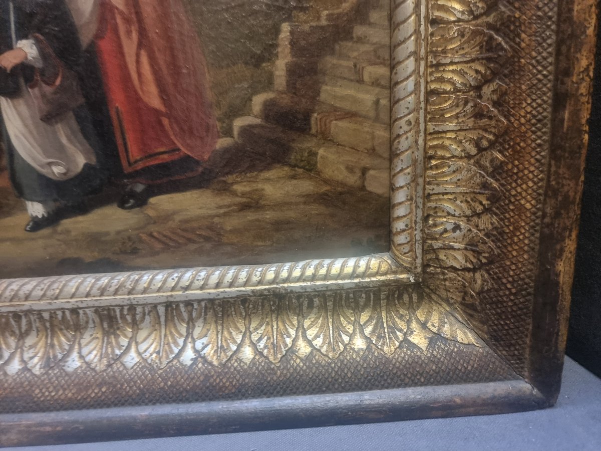 Peinture à l'huile sur toile - Scène de genre - Naples, première moitié du XIXe siècle-photo-4