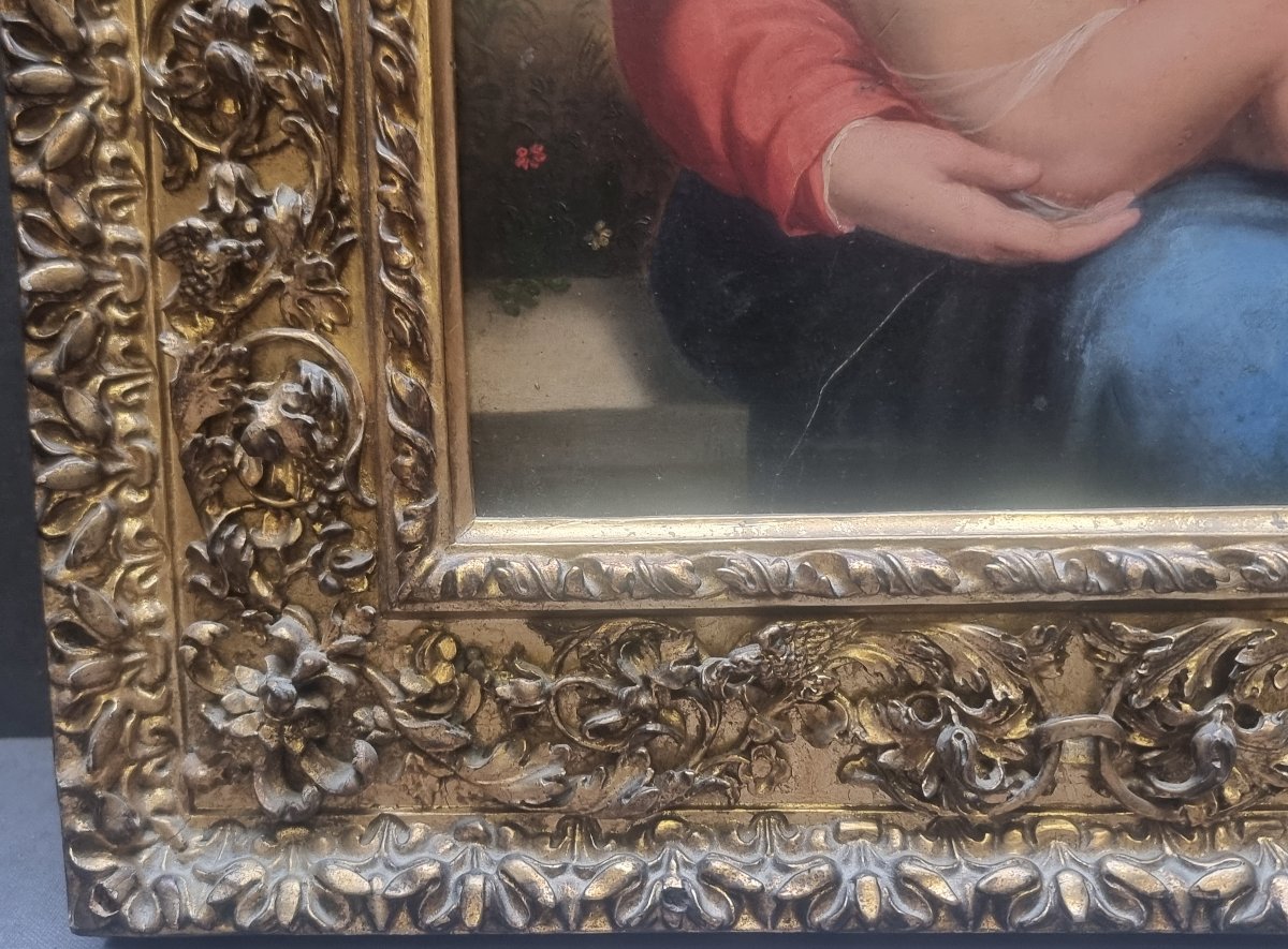 Huile sur panneau - Vierge à l'Enfant - Toscane, première moitié du XIXe siècle-photo-3