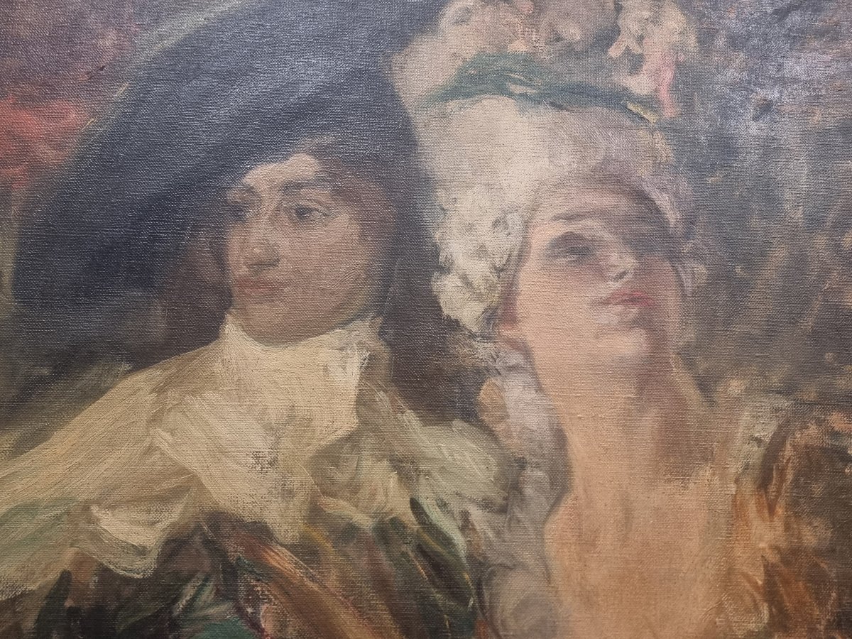 Oil On Canvas - Figures In Costume - Vincenzo La Bella (naples 1872 – Naples 1954) -photo-3