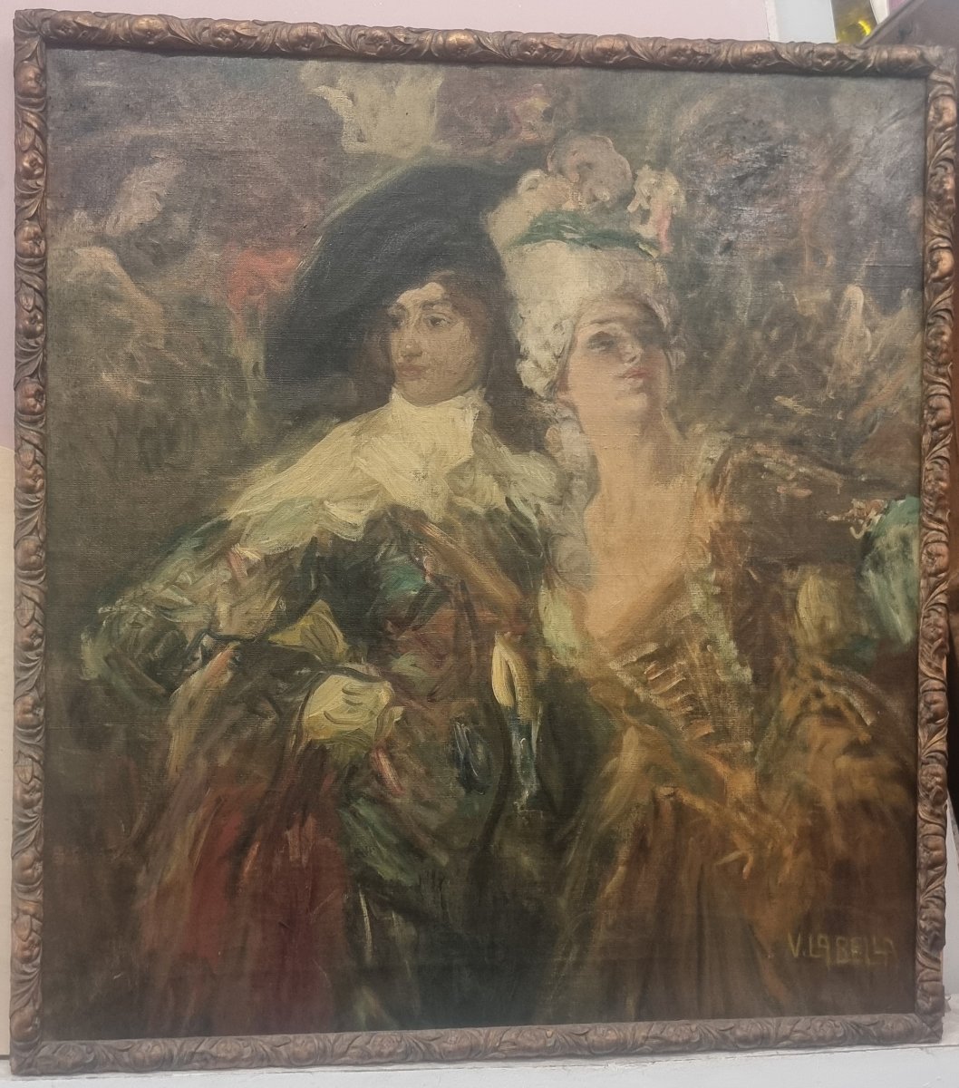 Oil On Canvas - Figures In Costume - Vincenzo La Bella (naples 1872 – Naples 1954) 