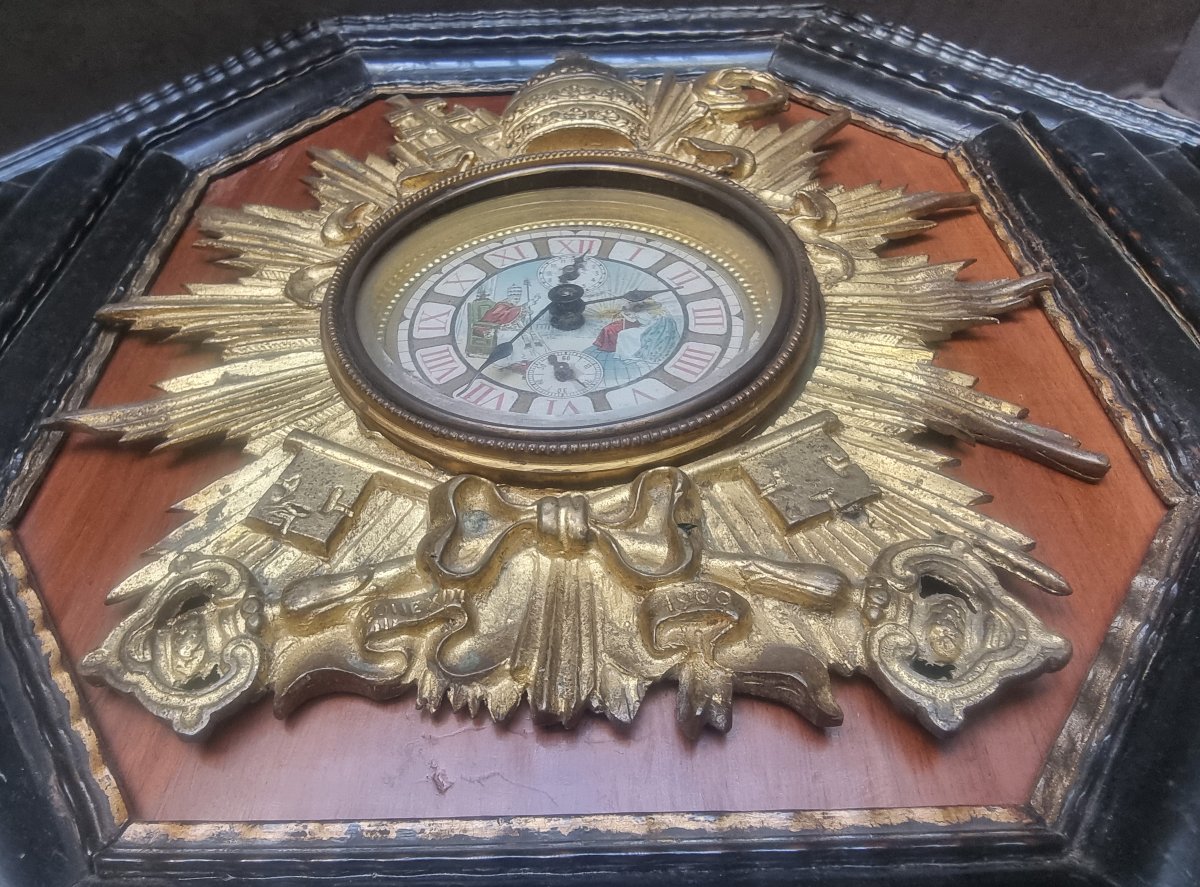 Horloge en bronze commémorant le jubilé de Léon XIII (1900),  cadre flamand XVIIe siècle-photo-4