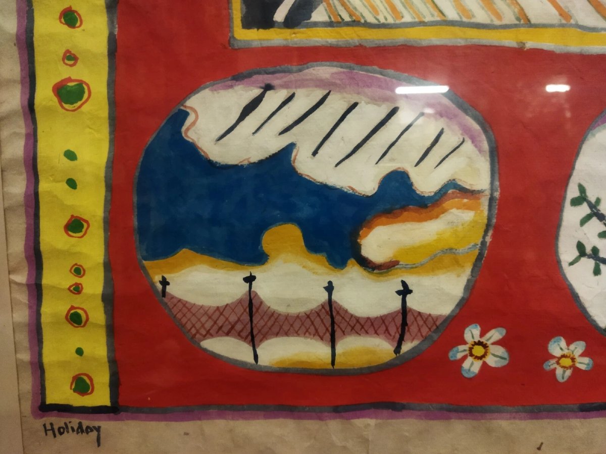 Painting - Mixed Media  - Holyday 1973 - Martin Bradley  (1931–2023)-photo-3