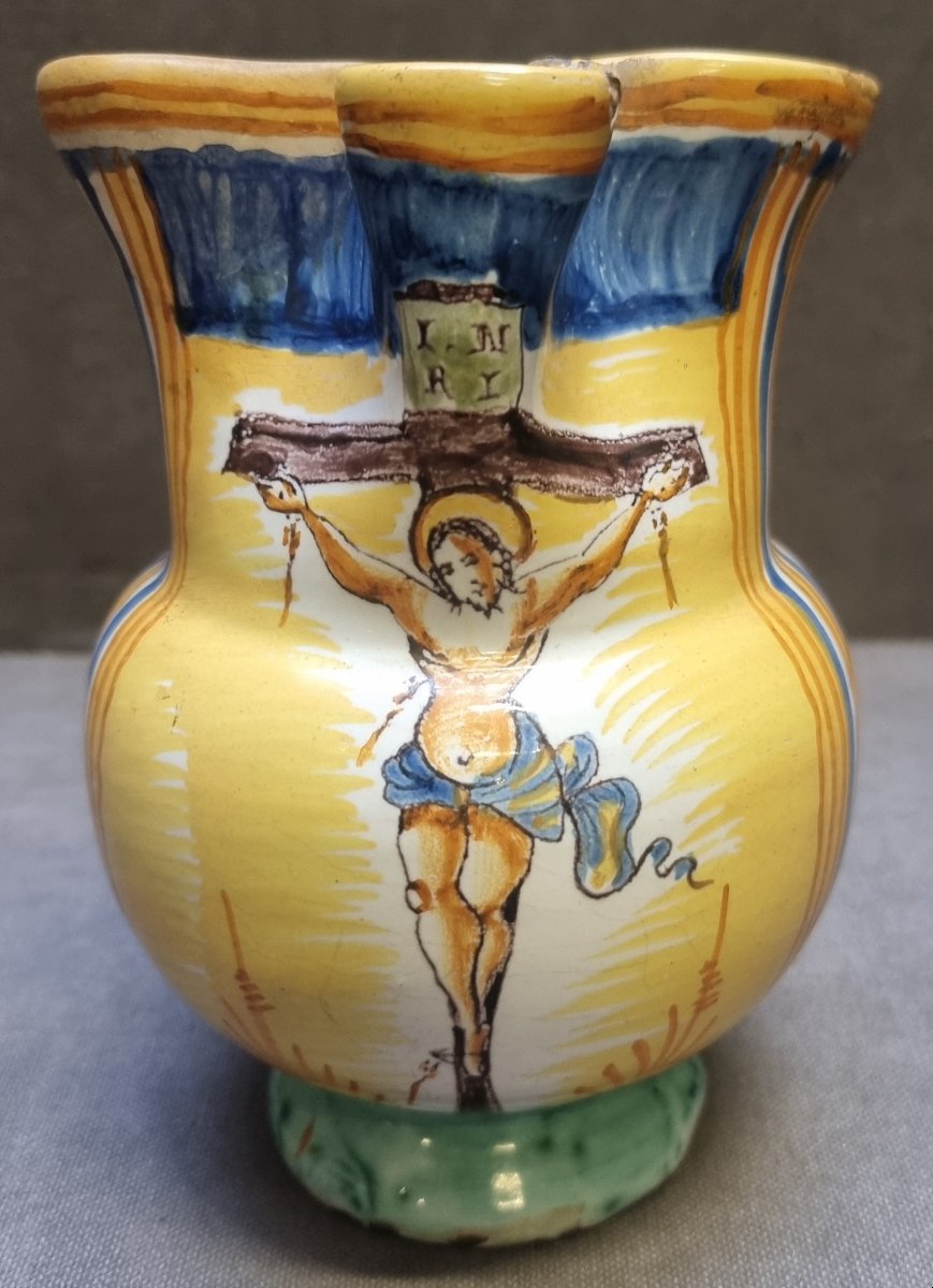 Pichet en majolique orné d'une figure du Christ – Italie centrale – XVIIIe siècle-photo-2