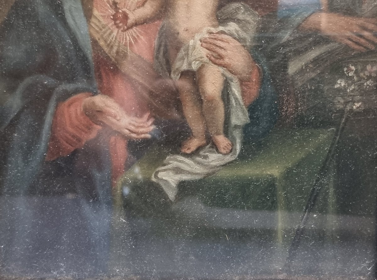 Huile sur toile marouflée sur panneau – Sainte Famille – Atelier romain, début du XIXe siècle-photo-4