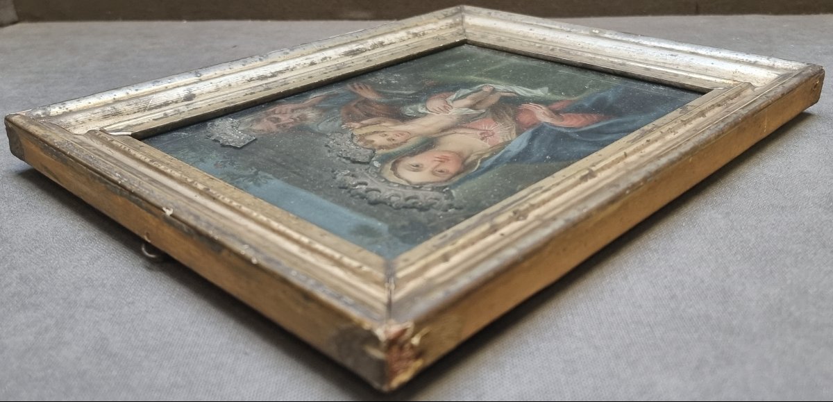 Huile sur toile marouflée sur panneau – Sainte Famille – Atelier romain, début du XIXe siècle-photo-2