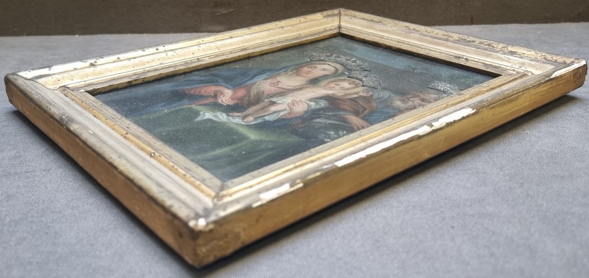 Huile sur toile marouflée sur panneau – Sainte Famille – Atelier romain, début du XIXe siècle-photo-3
