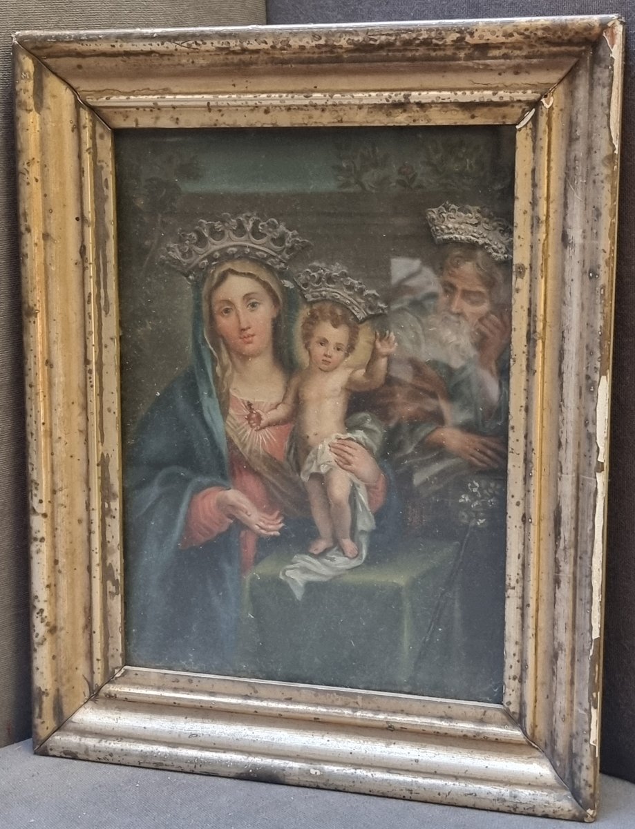 Huile sur toile marouflée sur panneau – Sainte Famille – Atelier romain, début du XIXe siècle