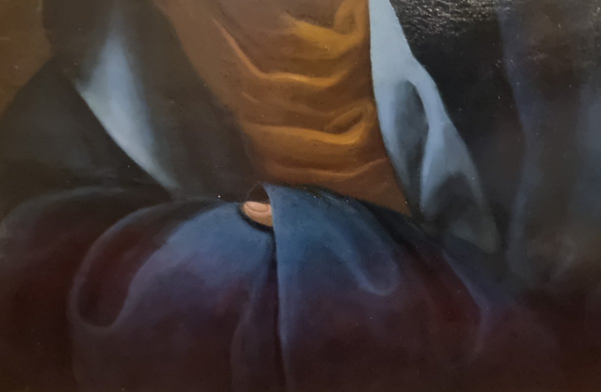Huile sur cuivre – Madonna del Dito – École de Carlo Dolci – XVIIIe siècle-photo-3
