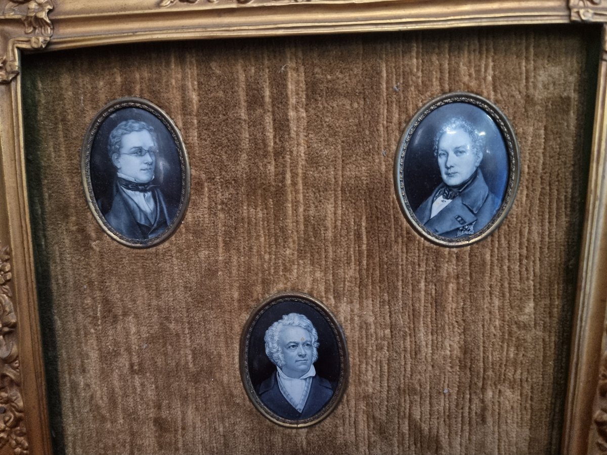 Five Miniature Portraits Of Men—on Metal—from The 19th Century-photo-3