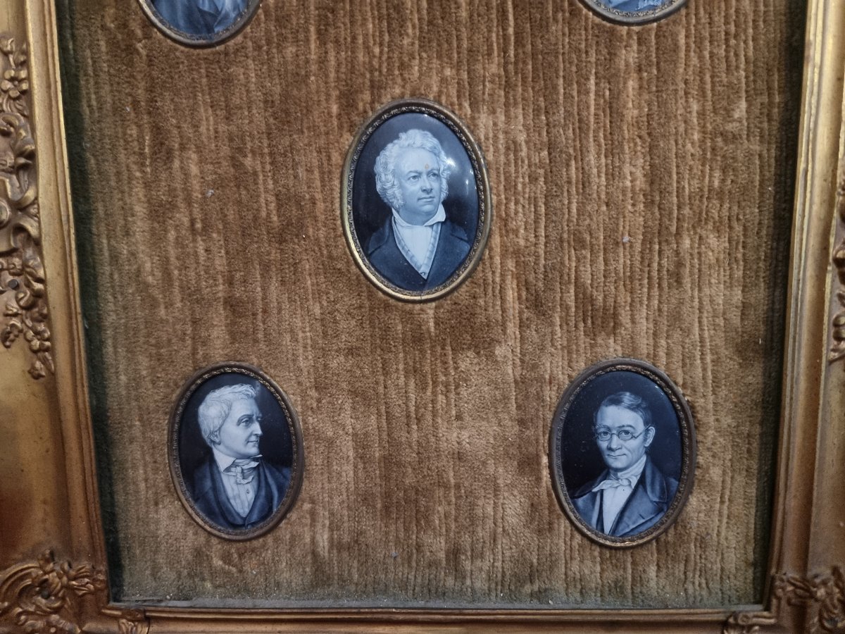 Five Miniature Portraits Of Men—on Metal—from The 19th Century-photo-4