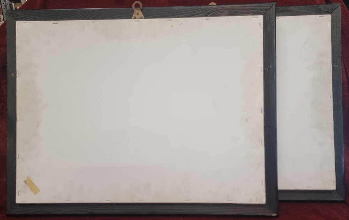 Pair Of Tempera Paintings - Paper Mounted On Cardboard - Neoclassical - Second Half Of The 18th Century-photo-1