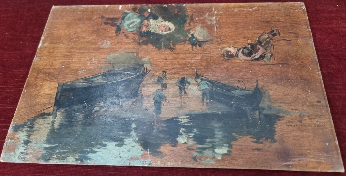  3 peintures à l'huile de Gustavo Bacarisas (1873–1971)-photo-4
