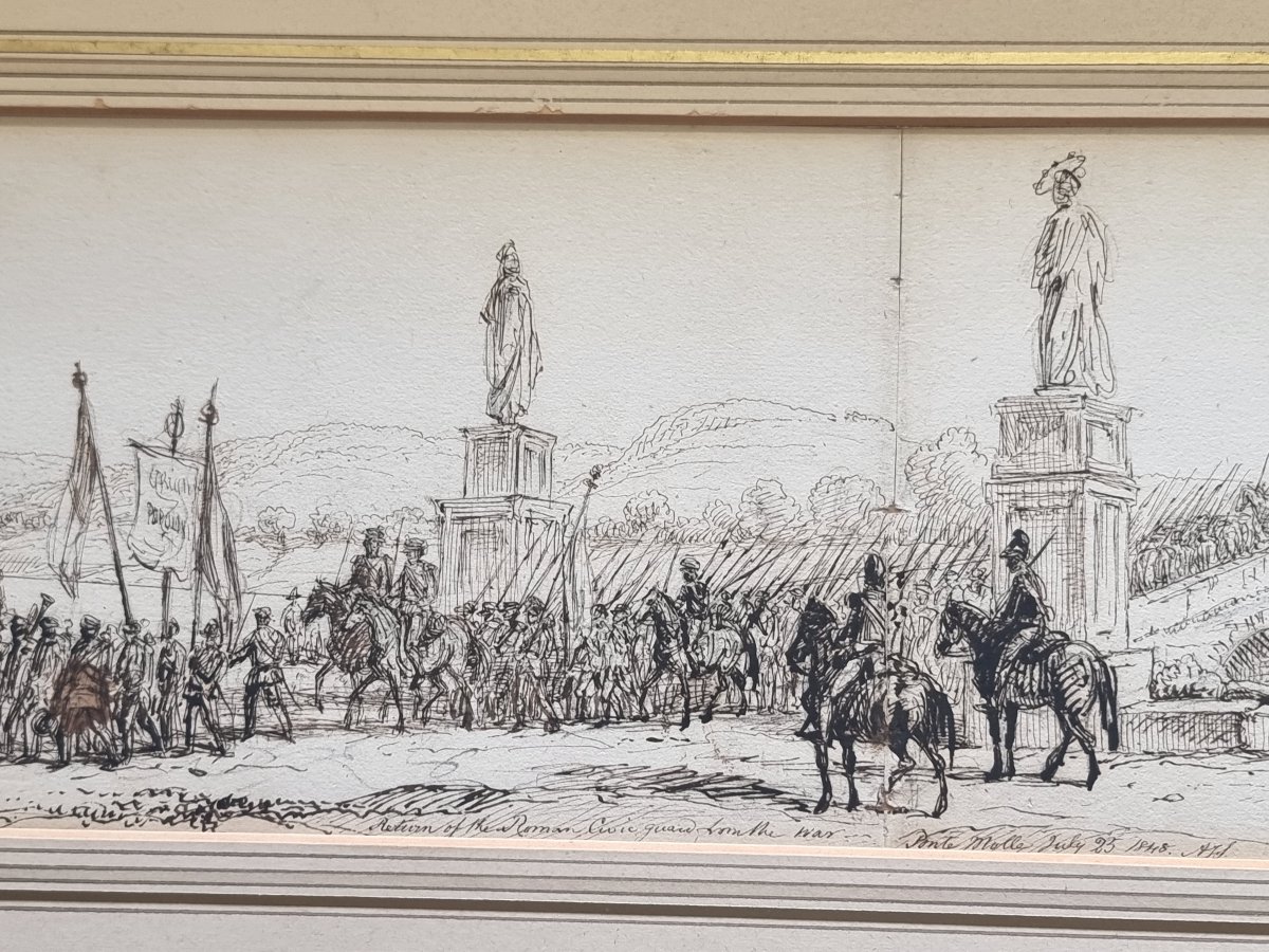 Ink Drawing - Arthur John Strutt (1819-1888) - Rome, Milvio Bridge, 1848-photo-4