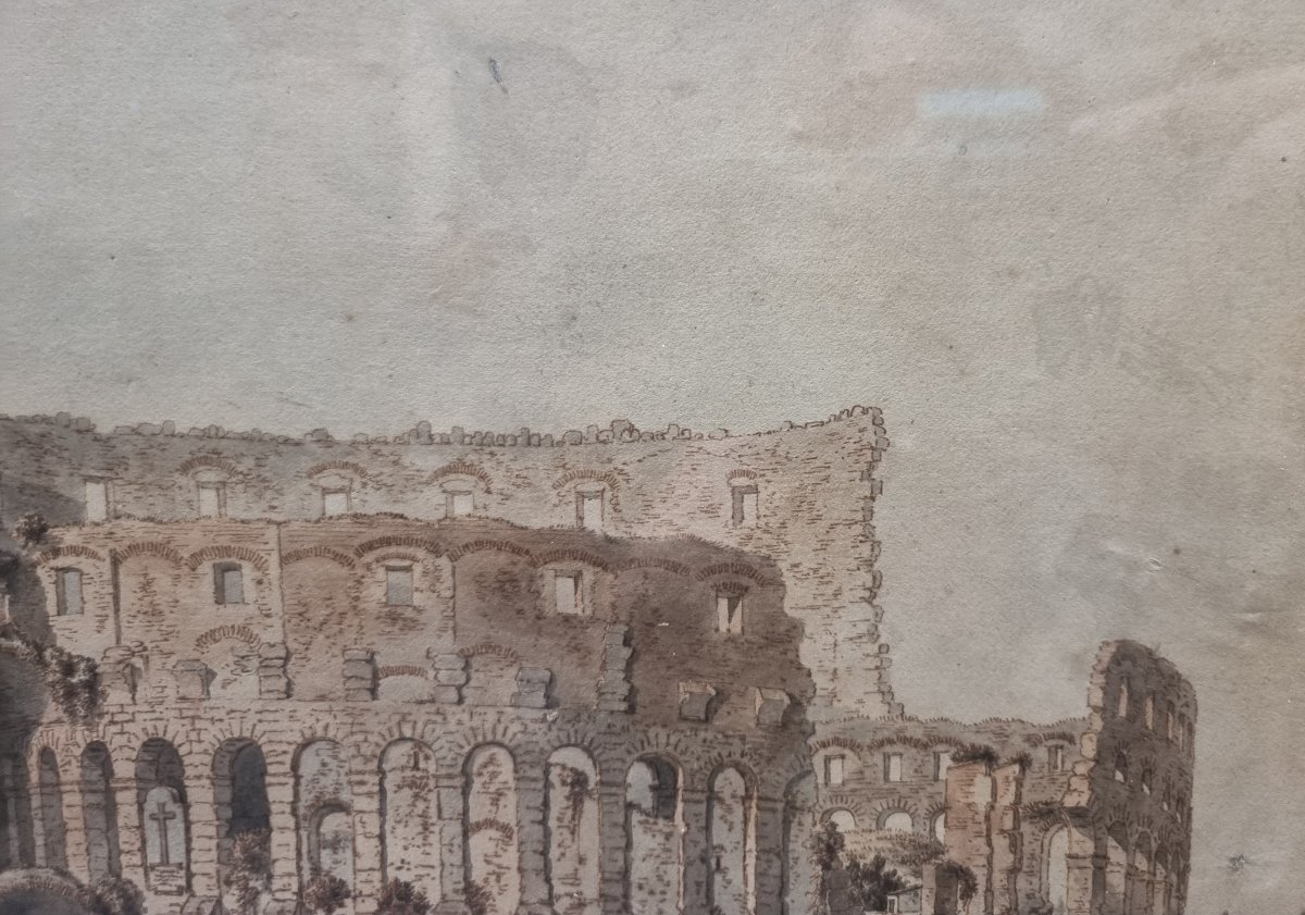 Dessin à la plume et à l'aquarelle – Rome, le Colisée – Victor-Jean Nicolle (1754–1826) -photo-1