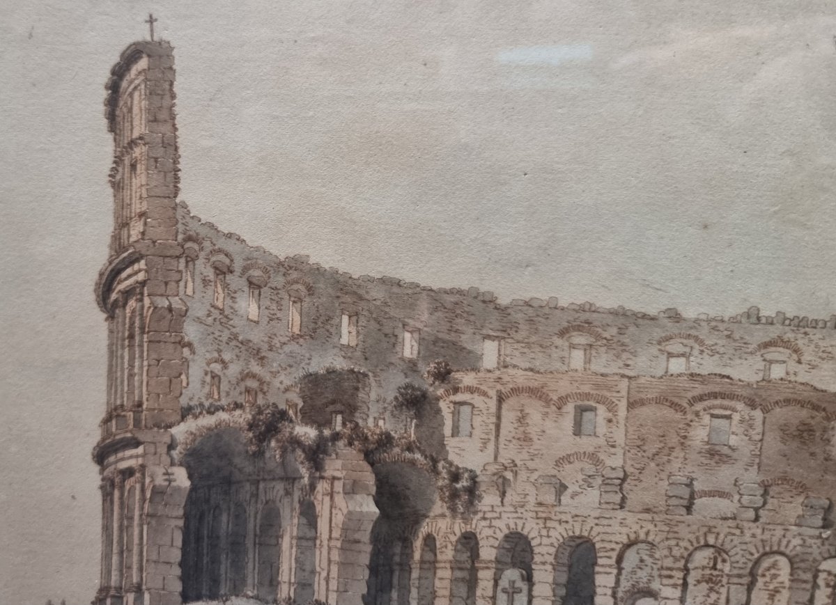 Dessin à la plume et à l'aquarelle – Rome, le Colisée – Victor-Jean Nicolle (1754–1826) -photo-2