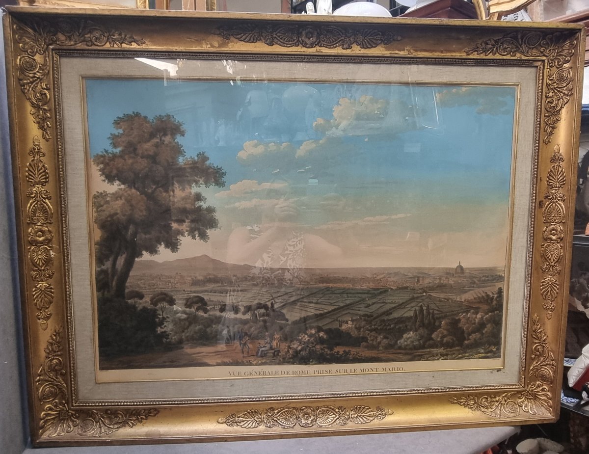 Gravure coloriée à la main Vue de Rome depuis le Monte Mario Jakob Philipp Hackert (1737–1807)