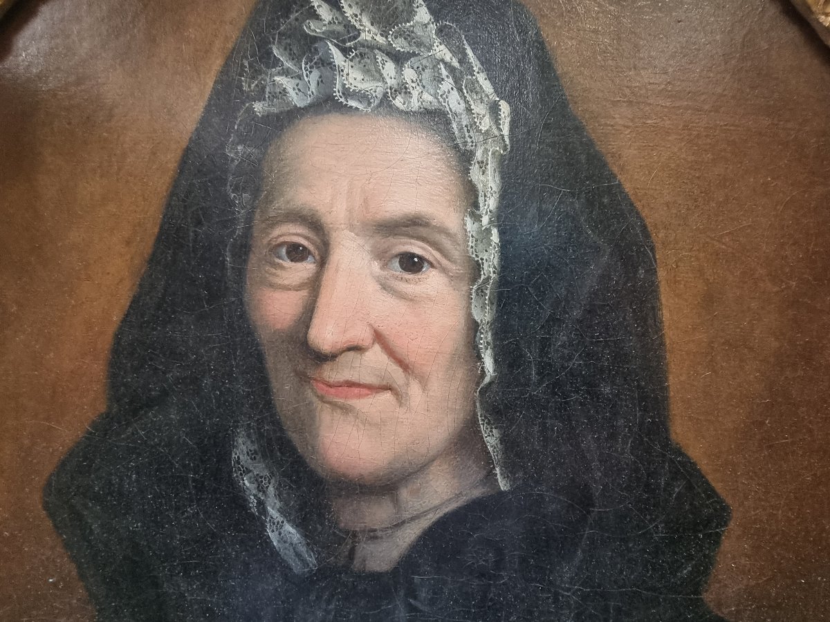 Oil On Canvas - Portrait Of A Woman - France, First Half Of The 18th Century-photo-2