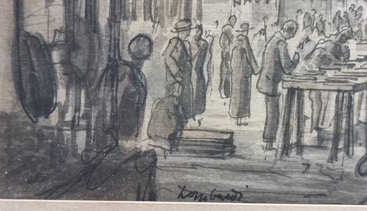 Watercolor Of Rome, Piazza Della Cancelleria - 1930s-photo-3