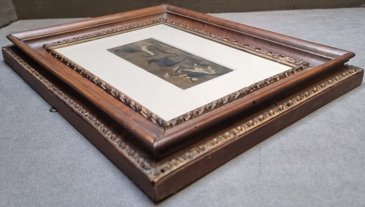 Oil Painting On Cardboard - Study Of Goats - 19th Century-photo-4