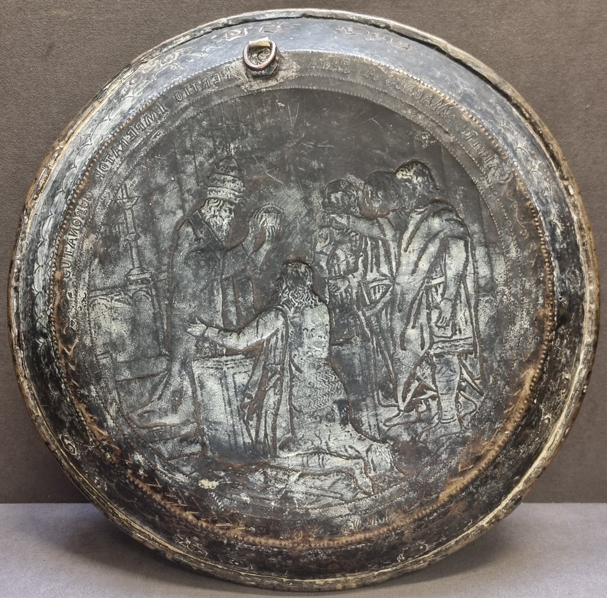 Plat d'aumône en laiton – Italie - XVIIe siècle-photo-4