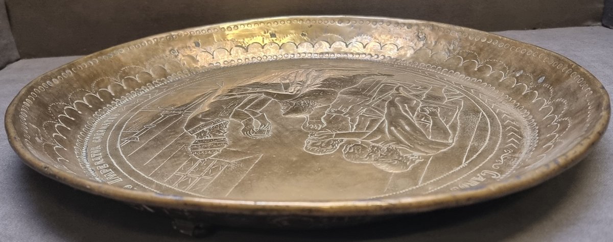 Plat d'aumône en laiton – Italie - XVIIe siècle-photo-2