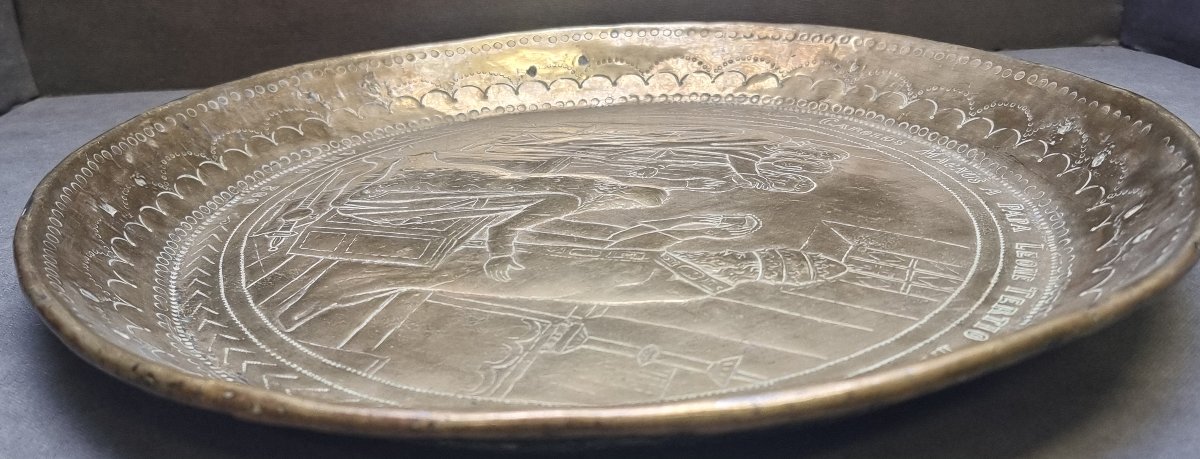 Plat d'aumône en laiton – Italie - XVIIe siècle-photo-3