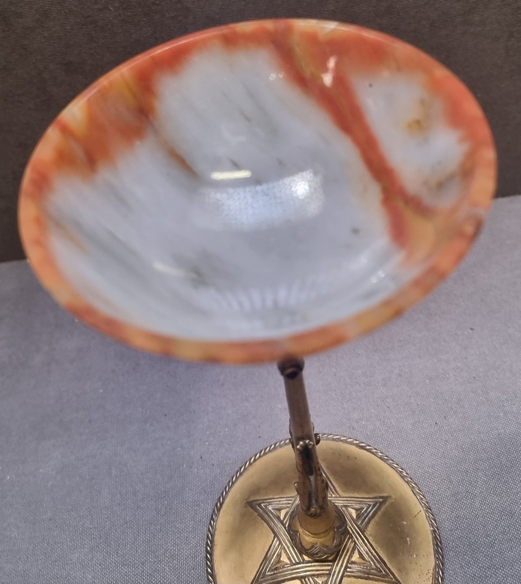 Esoteric Cup In Gilded Copper And Agate - Late 19th Century-photo-1
