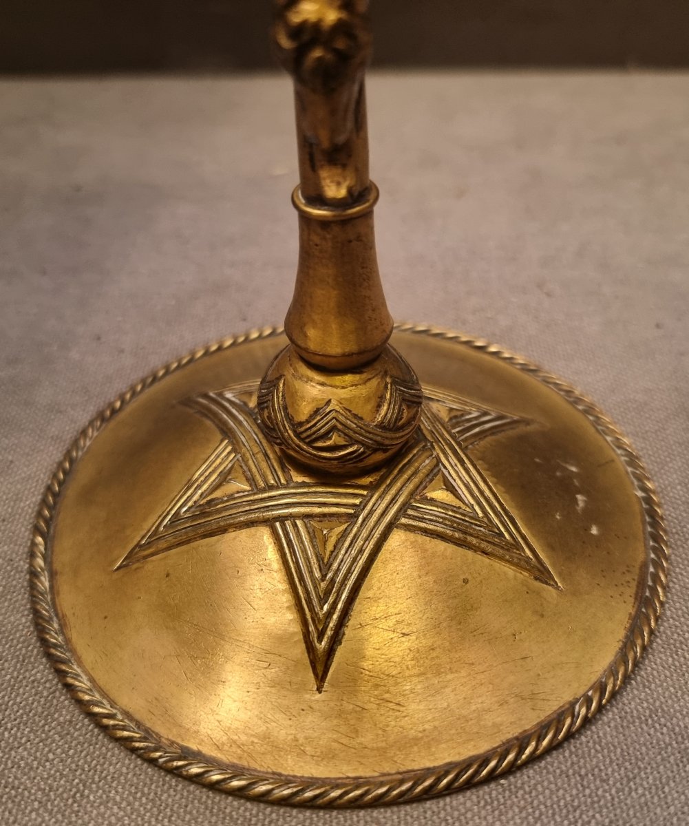 Esoteric Cup In Gilded Copper And Agate - Late 19th Century-photo-2