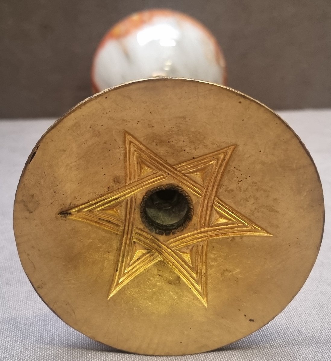 Esoteric Cup In Gilded Copper And Agate - Late 19th Century-photo-3
