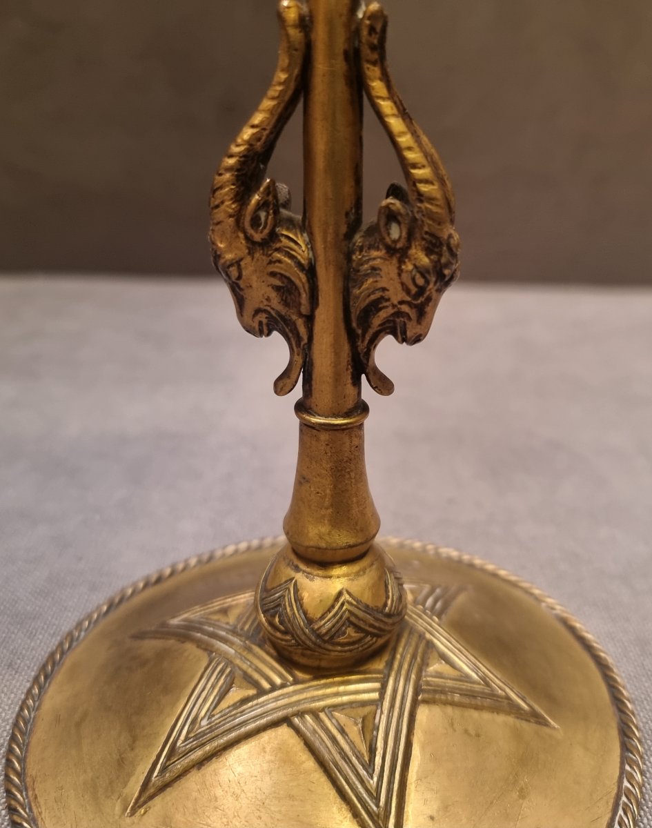 Esoteric Cup In Gilded Copper And Agate - Late 19th Century-photo-4