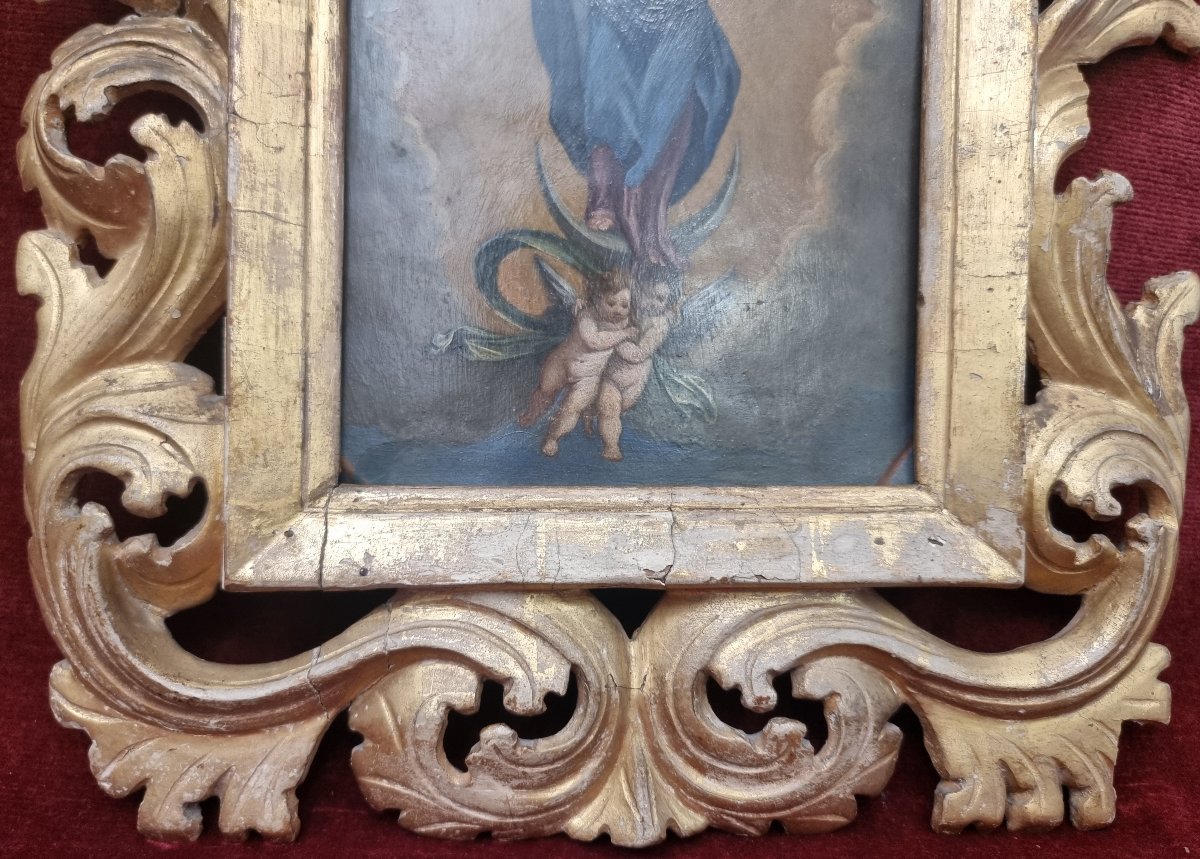 Oil On Copper Depicting The Madonna - Italy, 18th Century-photo-3