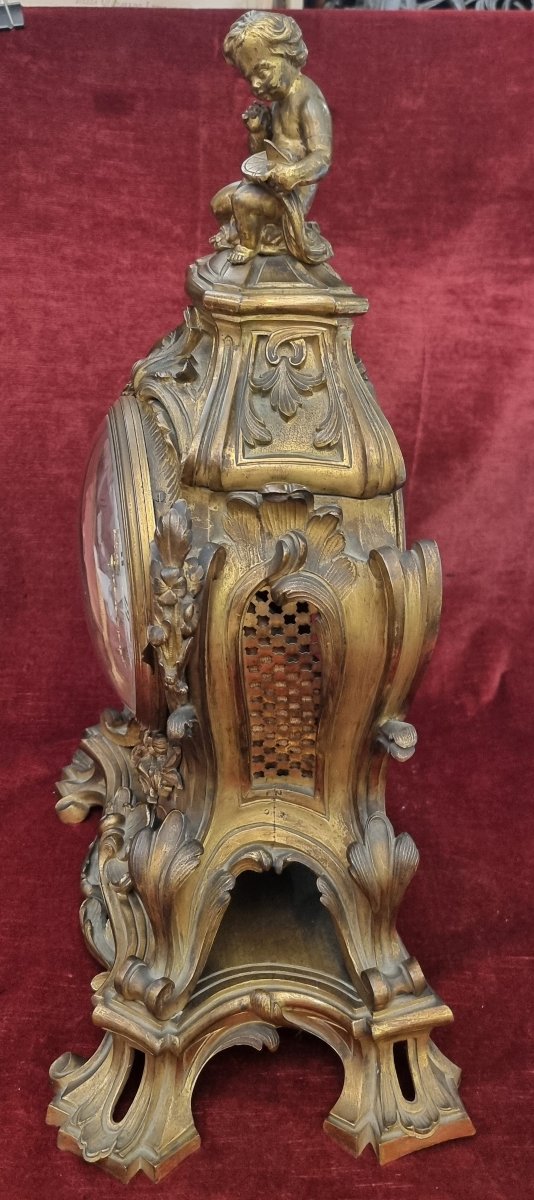 Gilded Bronze Table Clock - France, Mid-19th Century, Napoleon III - Prosper Roussel-photo-3