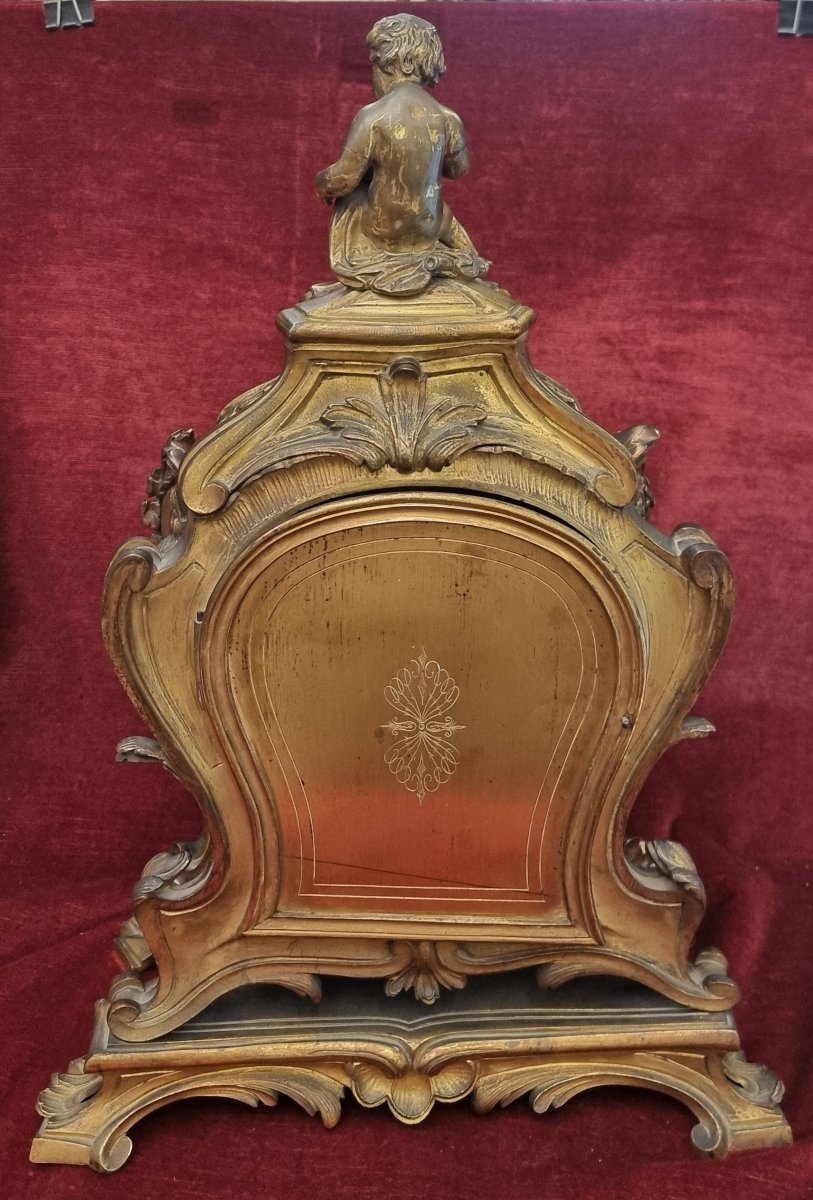 Gilded Bronze Table Clock - France, Mid-19th Century, Napoleon III - Prosper Roussel-photo-4