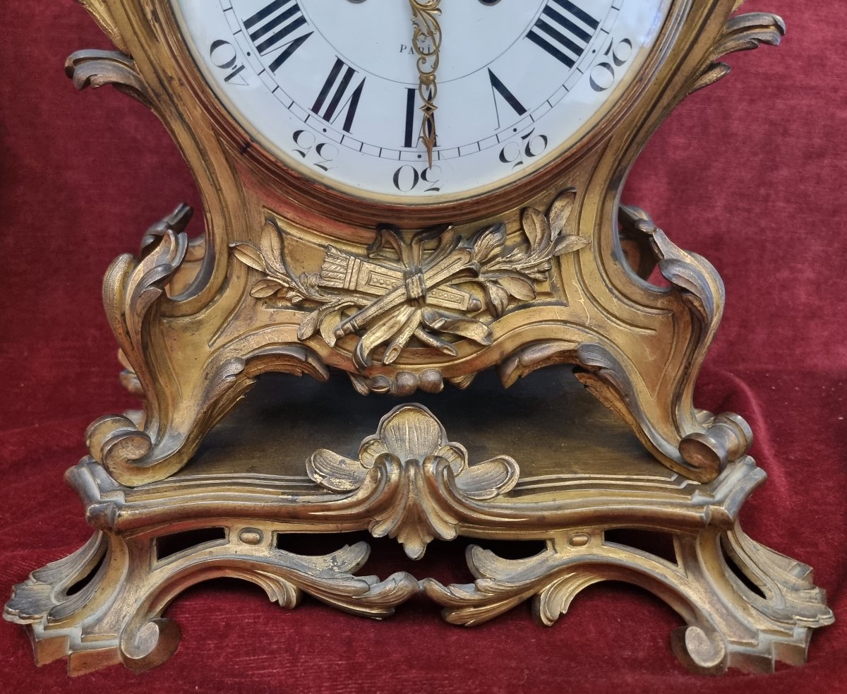 Gilded Bronze Table Clock - France, Mid-19th Century, Napoleon III - Prosper Roussel-photo-4