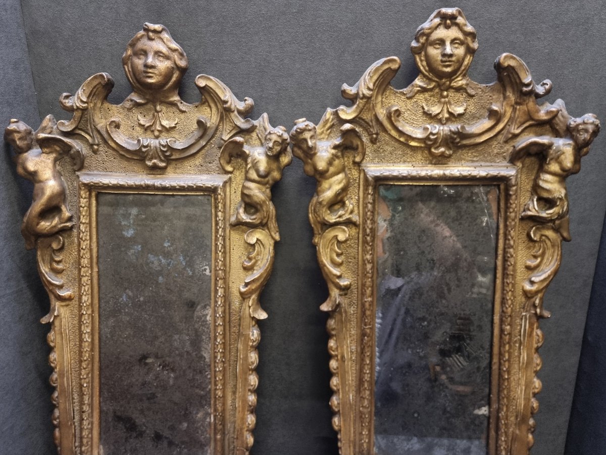 Paire de miroirs d'une extrême rareté – Rome, XVIIe siècle – Baroque-photo-2