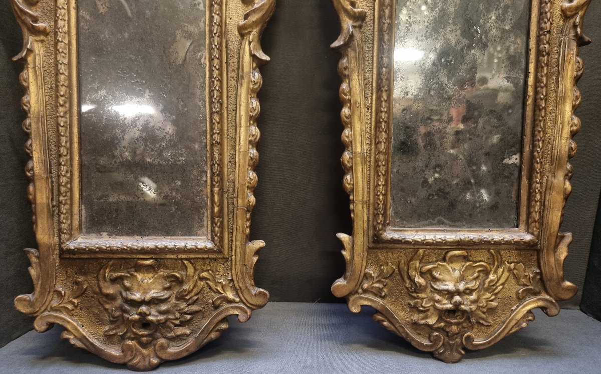 Paire de miroirs d'une extrême rareté – Rome, XVIIe siècle – Baroque-photo-3