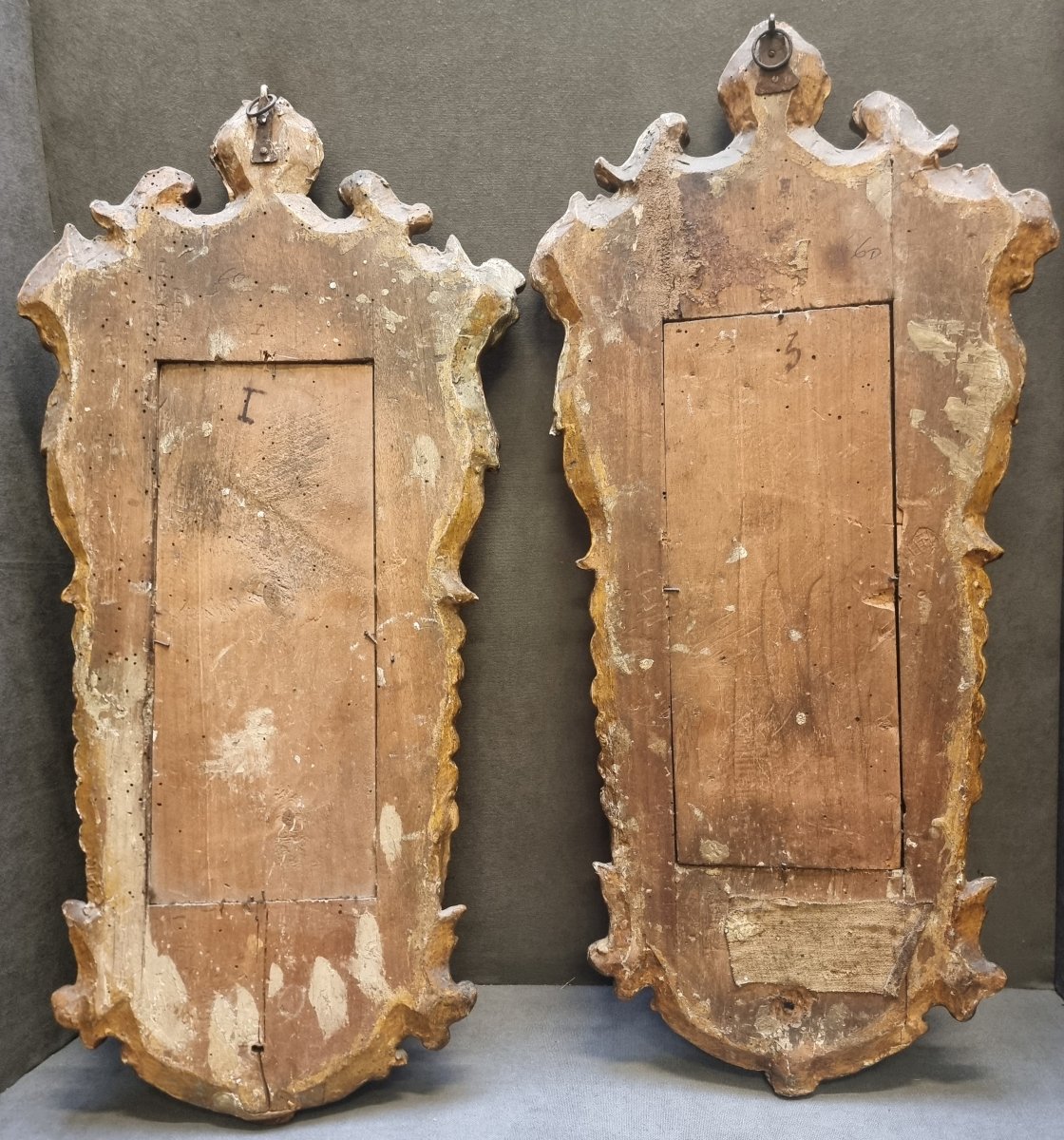Paire de miroirs d'une extrême rareté – Rome, XVIIe siècle – Baroque-photo-4