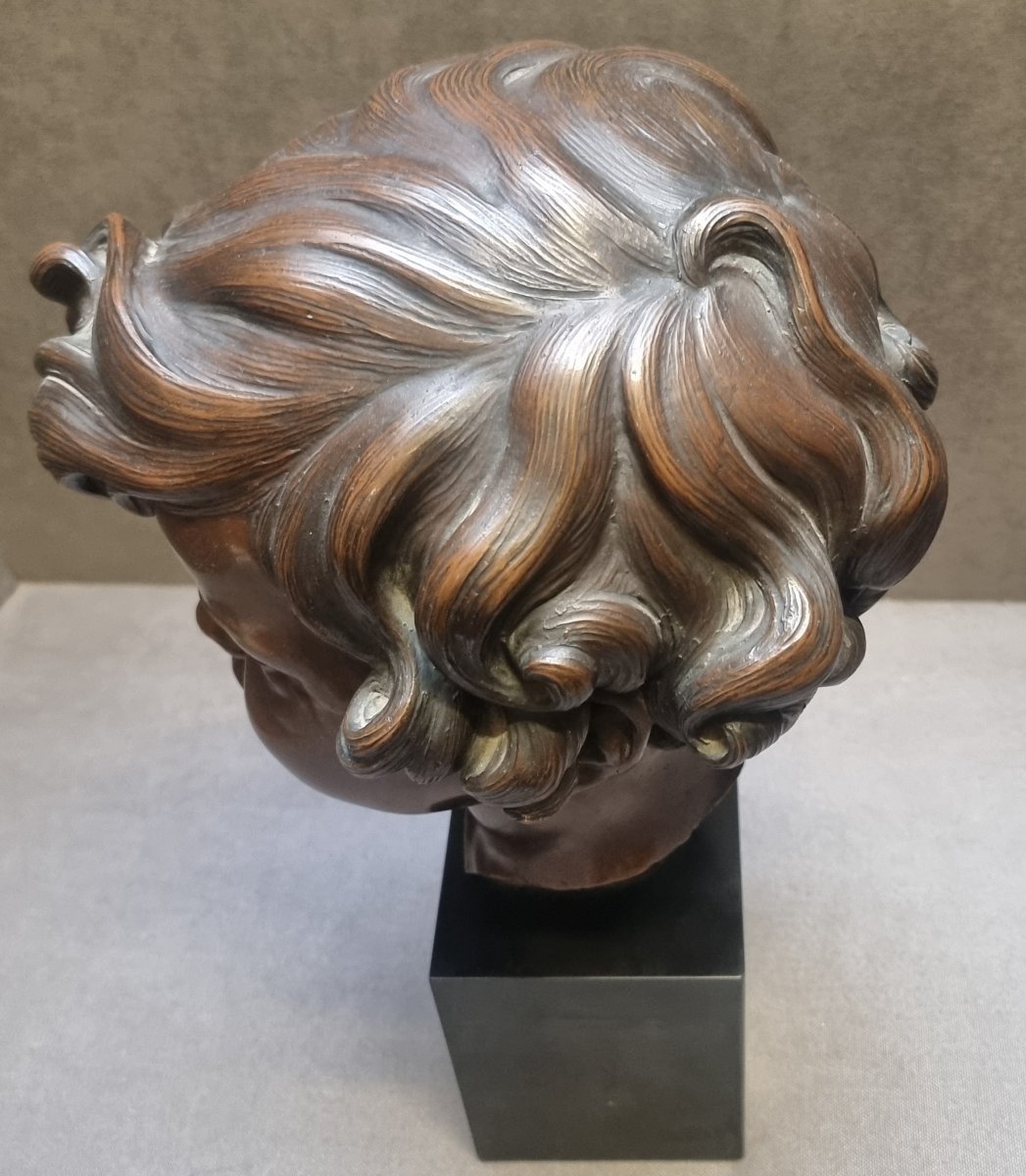 Sculpture en bronze sur socle en marbre – Buste de garçon – Corrado Corelli (1884–1968)-photo-3