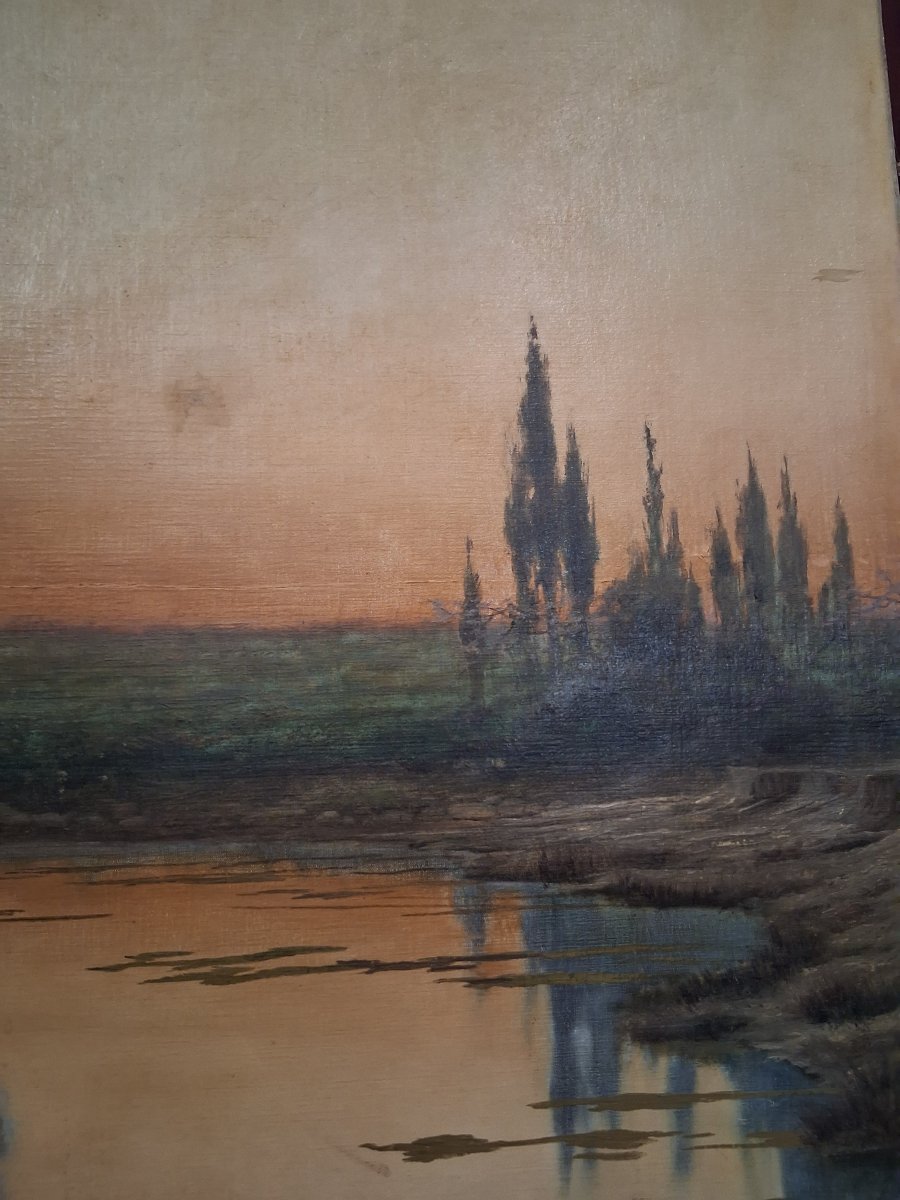Oil On Canvas, 1893 - Landscape - Enrique Serra (barcelona, 1858 – Rome, 1918)-photo-3