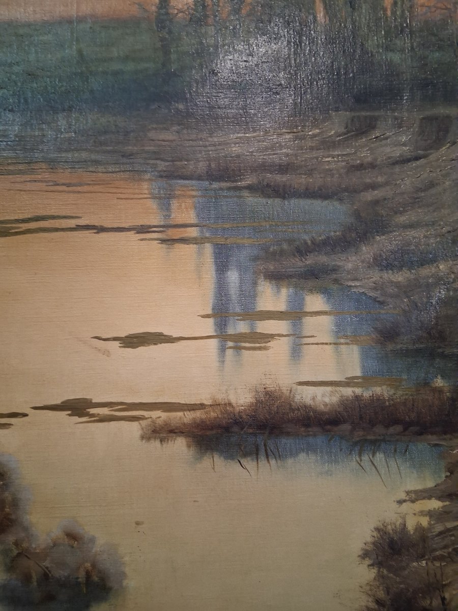 Oil On Canvas, 1893 - Landscape - Enrique Serra (barcelona, 1858 – Rome, 1918)-photo-4