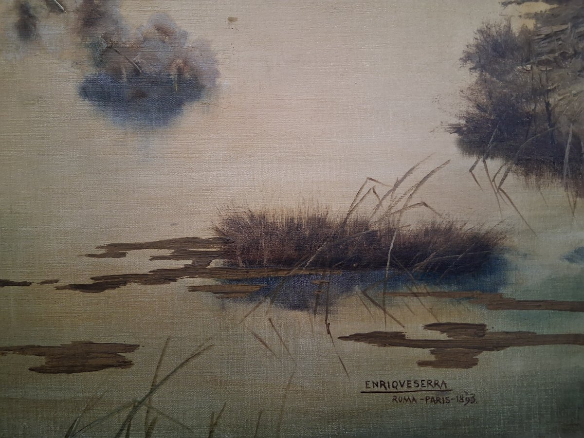 Oil On Canvas, 1893 - Landscape - Enrique Serra (barcelona, 1858 – Rome, 1918)-photo-3