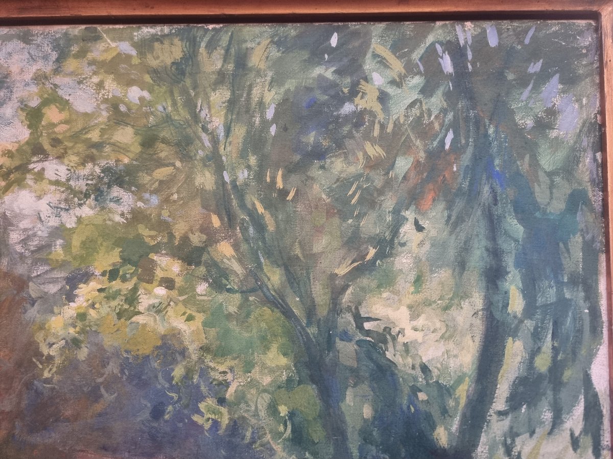 Huile sur toile - Paysage avec troupeau - Giuseppe Pennasilico (Naples 1861 - Gênes 1940)-photo-2